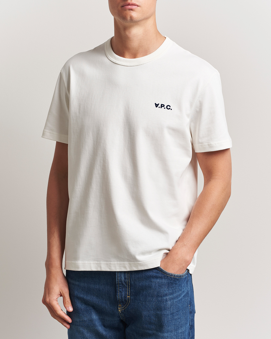 Homme | T-shirts | A.P.C. | Boxy Fit Petit VPC T-Shirt White/Dark Navy