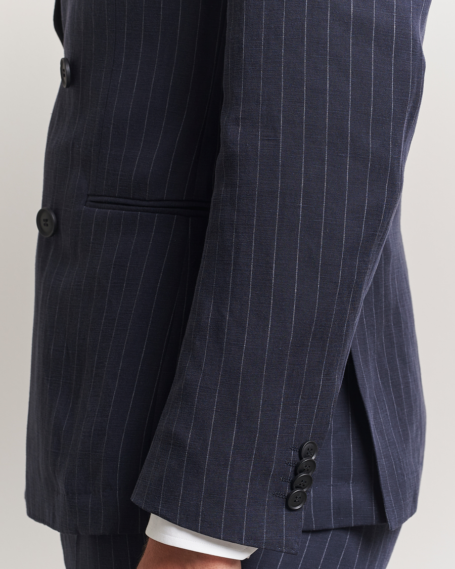Homme | Costumes | BOSS BLACK | Huge Double Breasted Pinstriped Suit Dark Blue