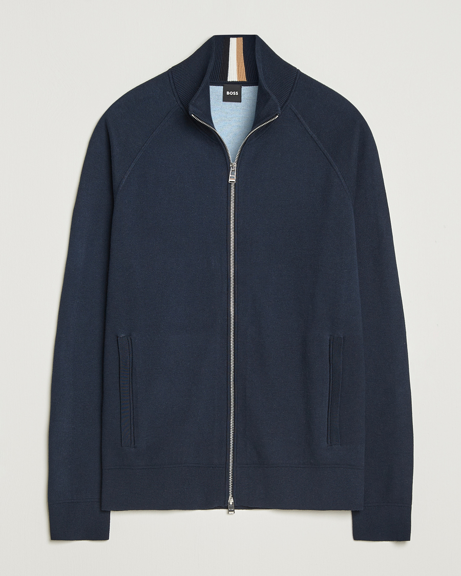 Homme | Pulls Et Tricots | BOSS BLACK | Idino Knitted Full Zip Dark Blue
