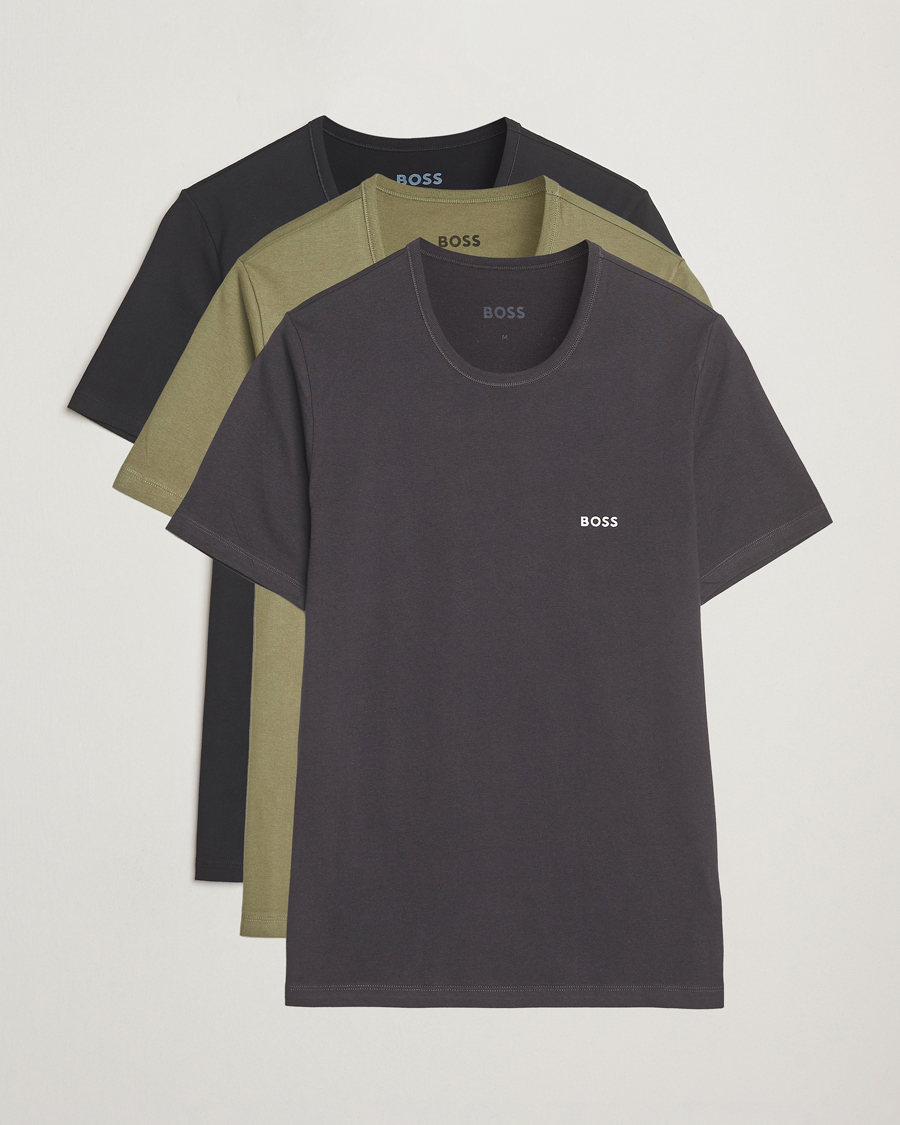 Homme | T-shirts | BOSS BLACK | 3-Pack Crew Neck T-Shirt Grey/Green/Black