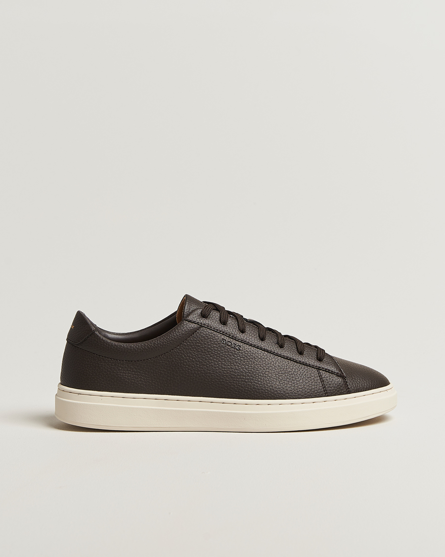 Homme | BOSS BLACK Kieran Grained Leather Sneaker Dark Brown | BOSS BLACK | Kieran Grained Leather Sneaker Dark Brown