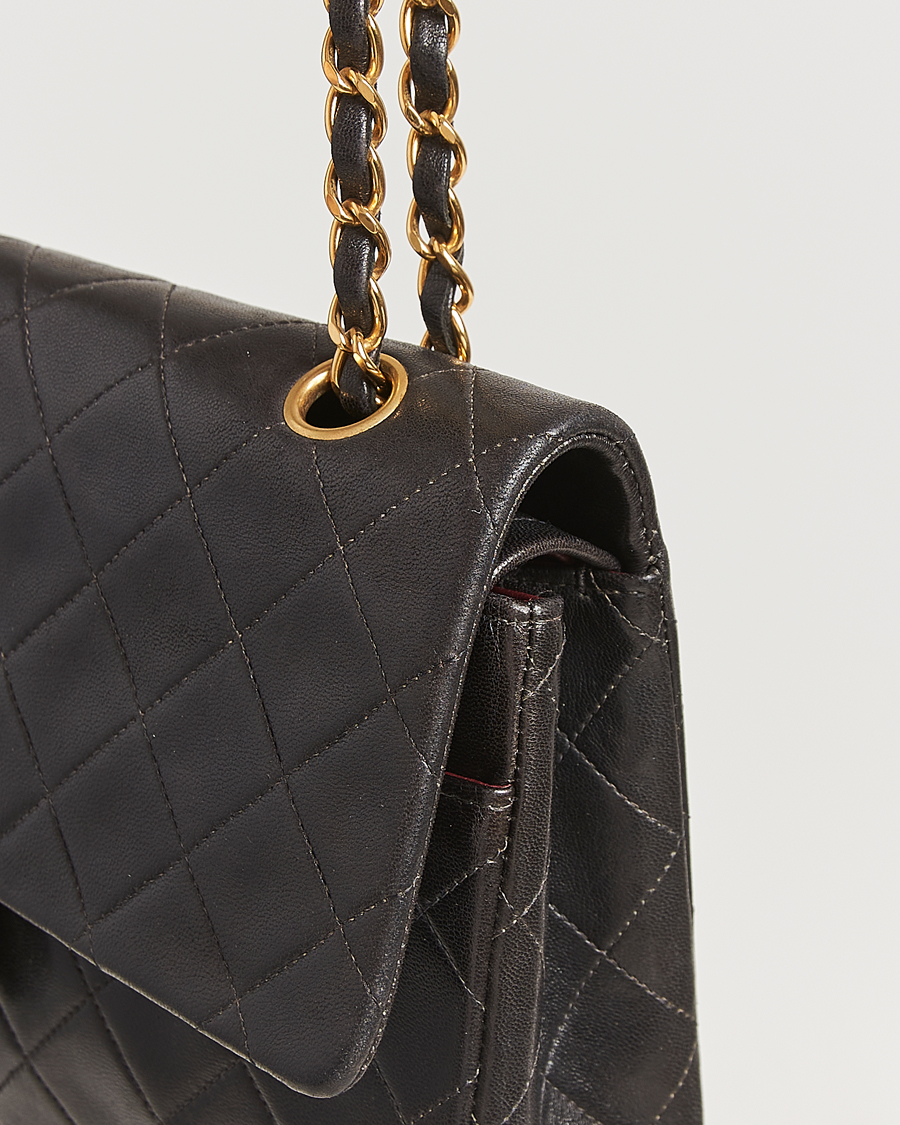 Homme | Chanel Pre-Owned Classic Double Flap Medium Lambskin Black | Chanel Pre-Owned | Classic Double Flap Medium Lambskin Black