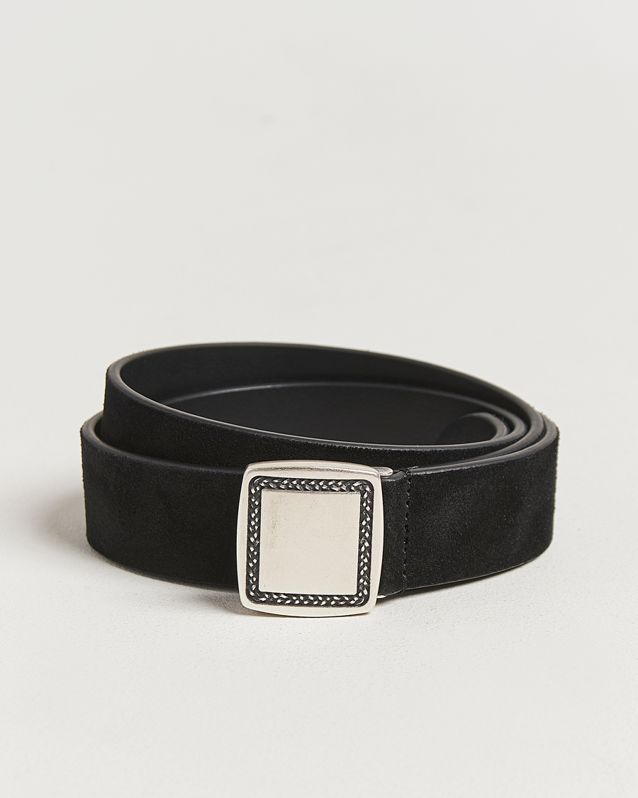 Homme | Ceintures | Anderson's | Suede Buckle Belt 3cm Black