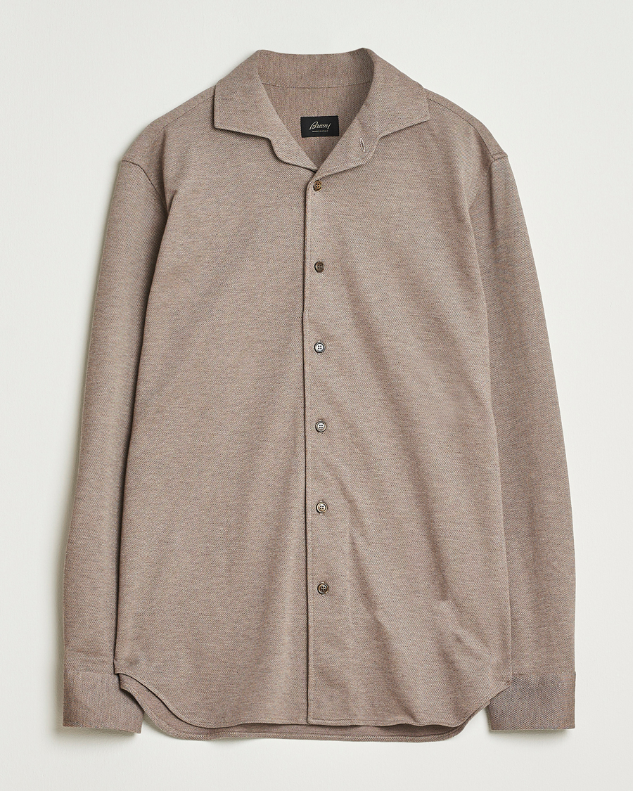 Homme | Chemises | Brioni | Cotton Piquet Shirt Beige
