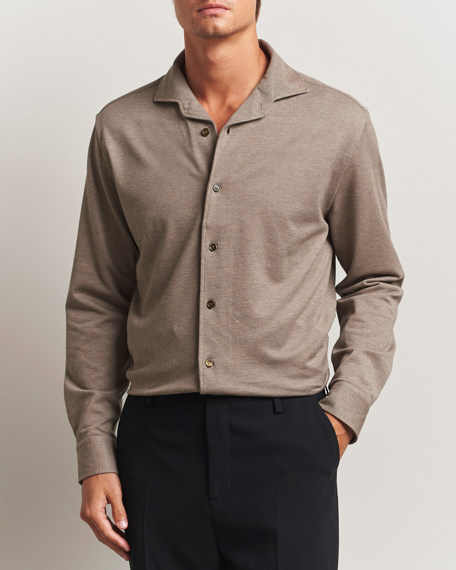 Homme | Chemises | Brioni | Cotton Piquet Shirt Beige