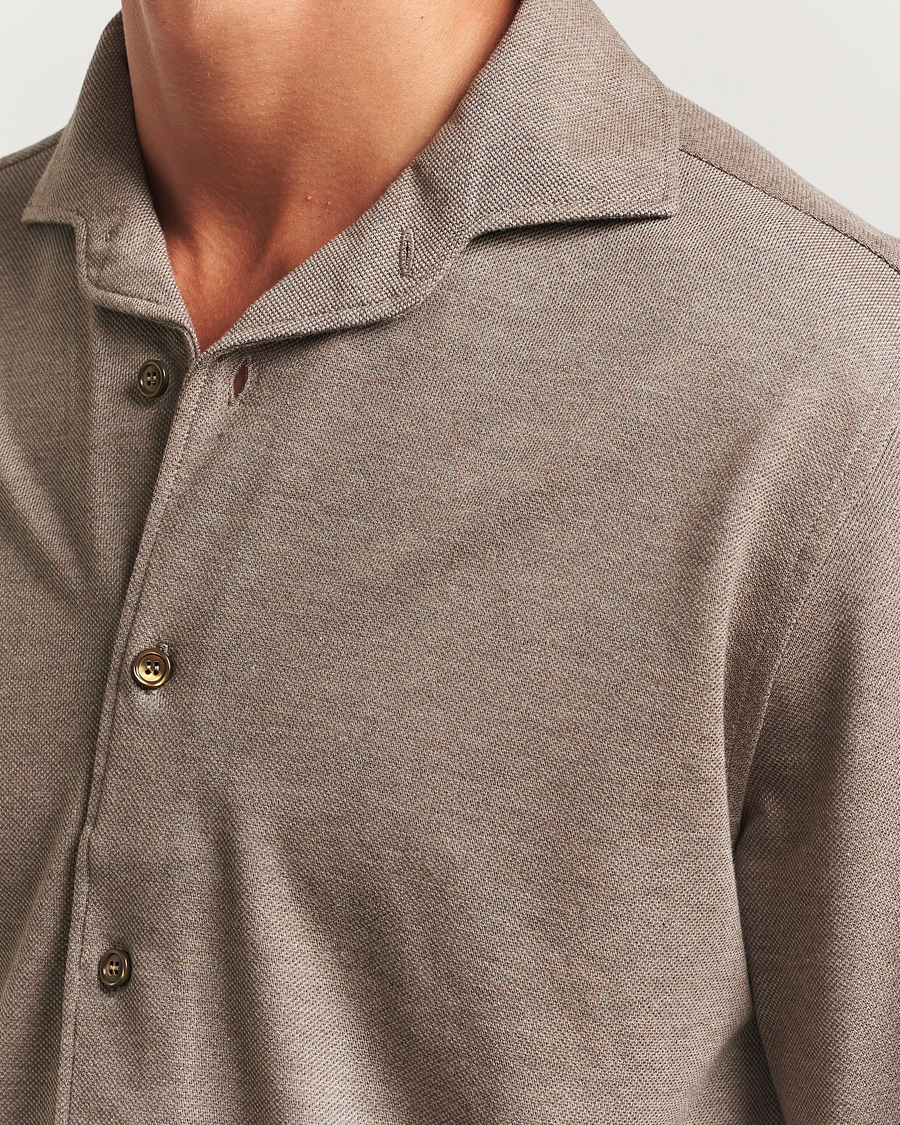 Homme | Chemises | Brioni | Cotton Piquet Shirt Beige