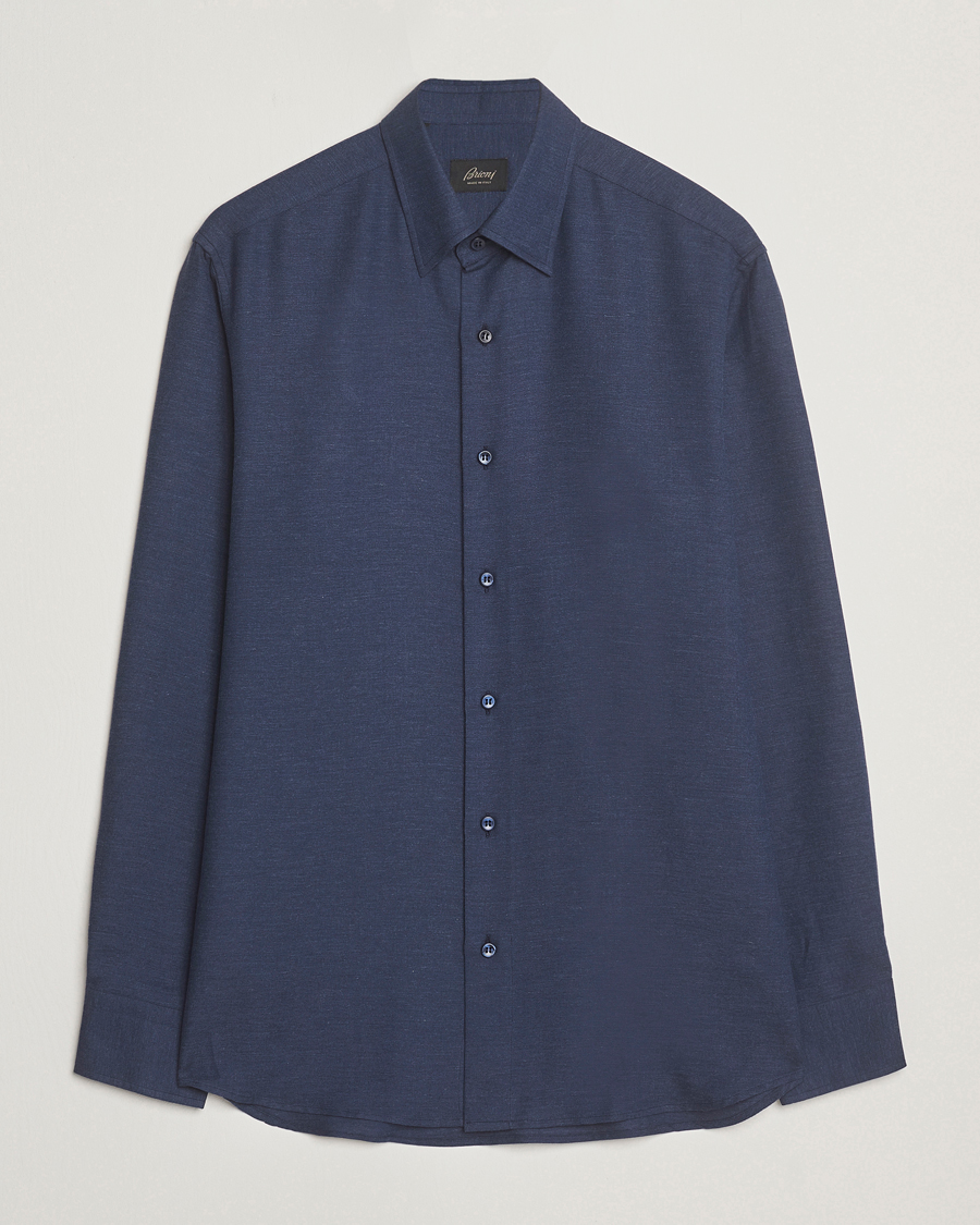 Homme | Chemises | Brioni | Cotton/Cashmere Flannel Shirt Navy