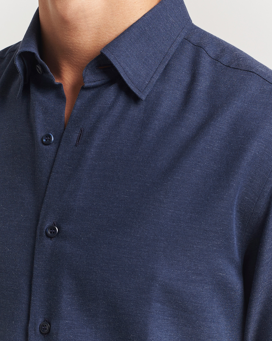 Homme | Chemises | Brioni | Cotton/Cashmere Flannel Shirt Navy