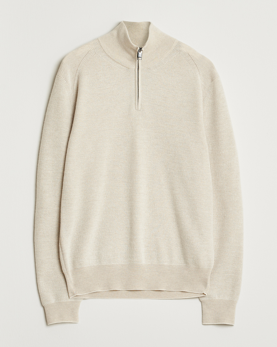 Homme | Pulls Et Tricots | Brioni | Cashmere Rib Half Zip Beige