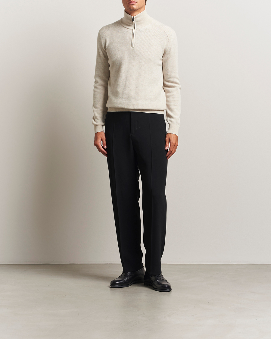 Homme | Pulls Et Tricots | Brioni | Cashmere Rib Half Zip Beige
