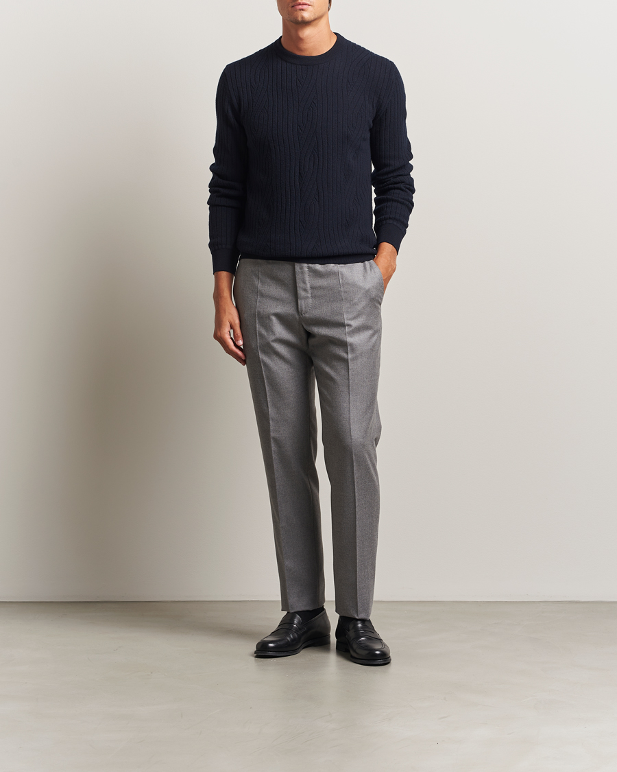 Homme | Pulls Et Tricots | Brioni | Cashmere Blend Cable Crew Neck Navy