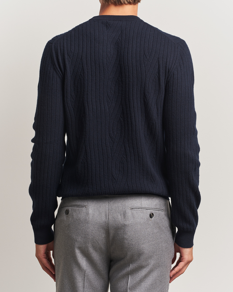 Homme | Pulls Et Tricots | Brioni | Cashmere Blend Cable Crew Neck Navy