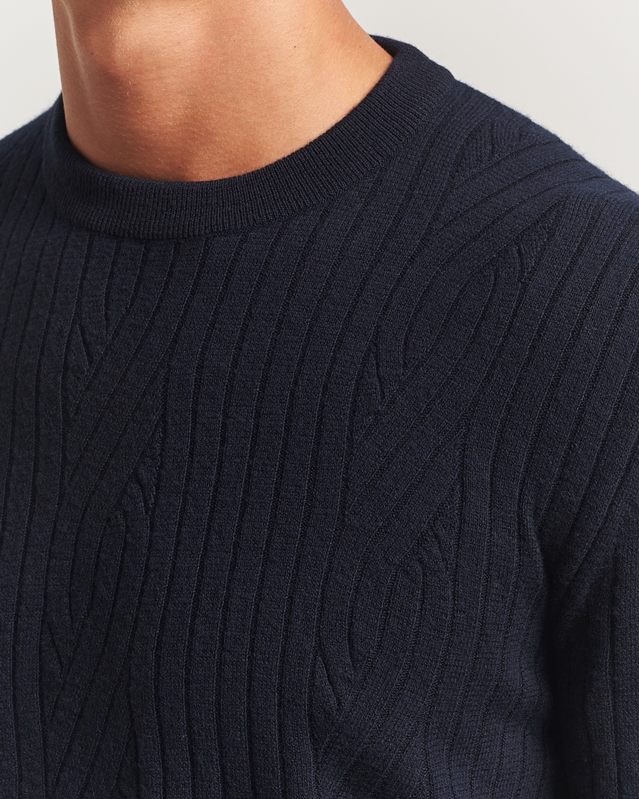 Homme | Pulls Et Tricots | Brioni | Cashmere Blend Cable Crew Neck Navy