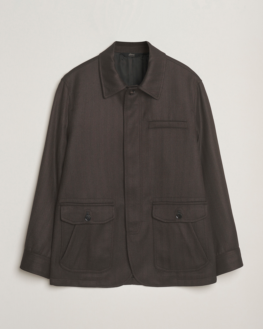 Homme | Manteaux Et Vestes | Brioni | Herringbone Hunting Jacket Dark Brown