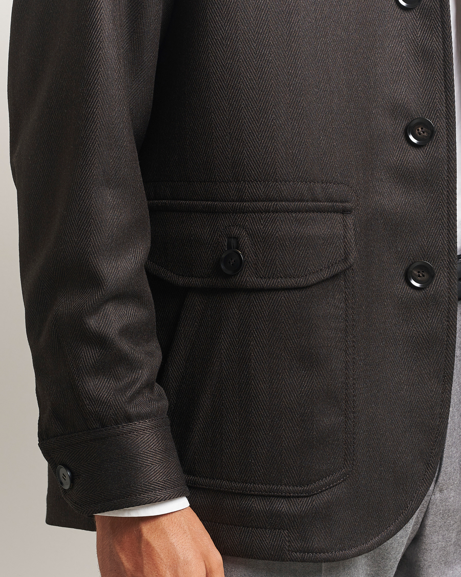 Homme | Manteaux Et Vestes | Brioni | Herringbone Hunting Jacket Dark Brown