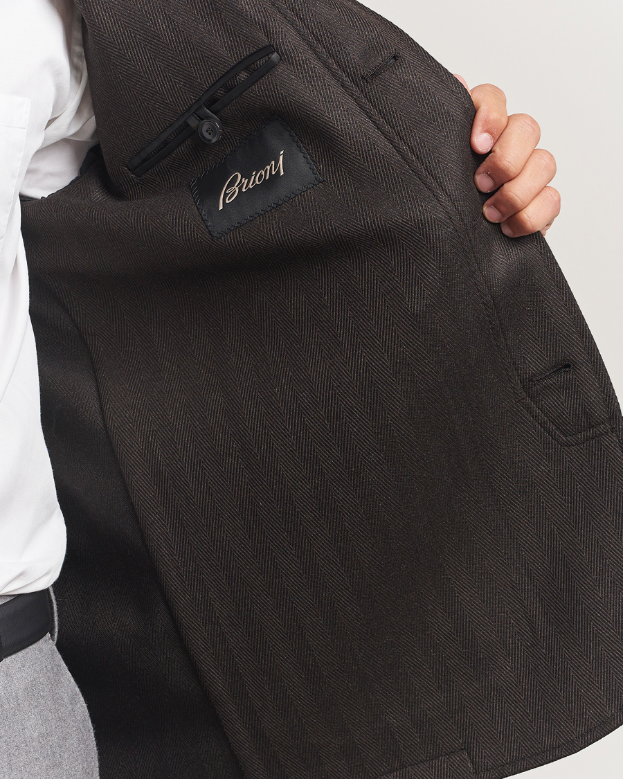 Homme | Manteaux Et Vestes | Brioni | Herringbone Hunting Jacket Dark Brown