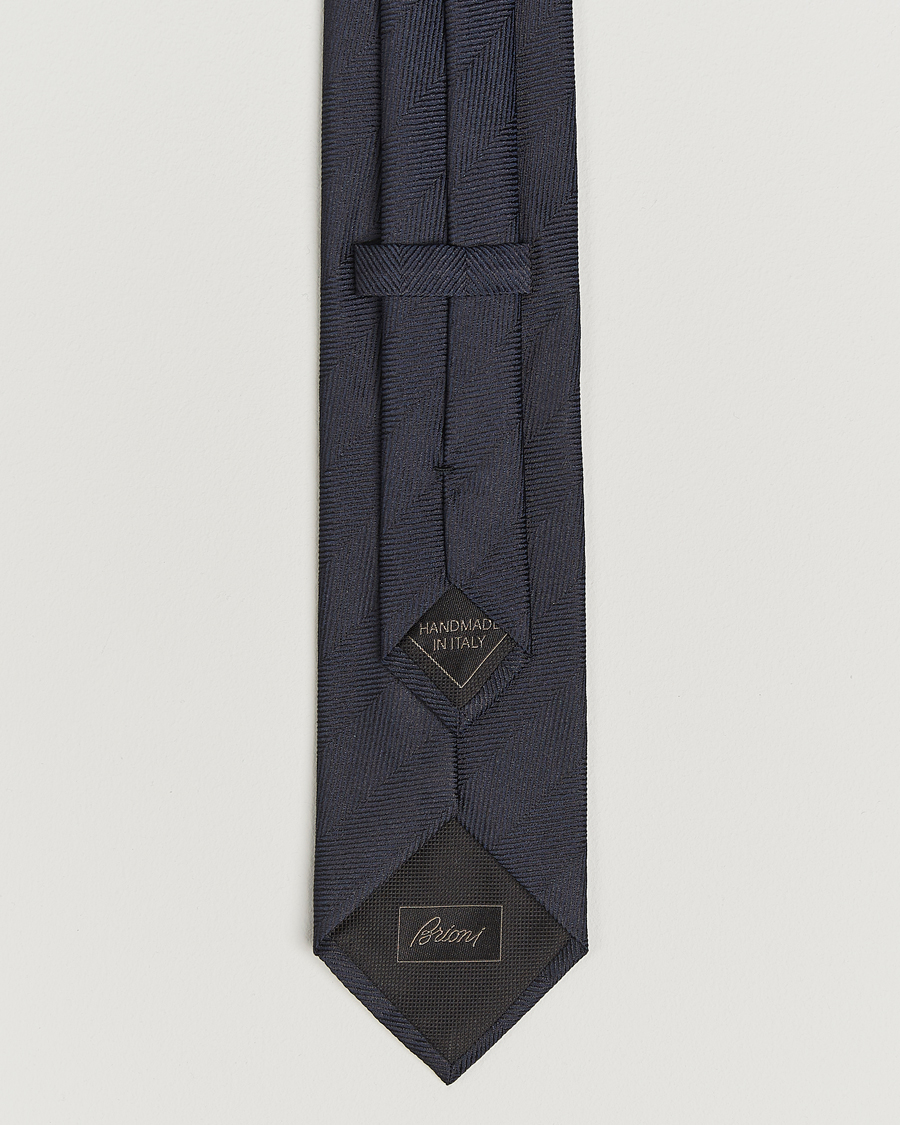 Homme | Brioni Herringbone Silk Tie Navy | Brioni | Herringbone Silk Tie Navy