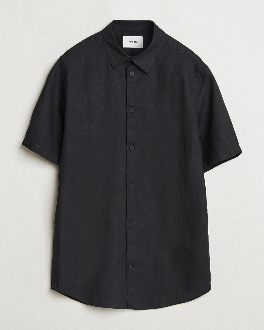 Homme | Chemises | NN07 | Enzo Linen Short Sleeve Shirt Black
