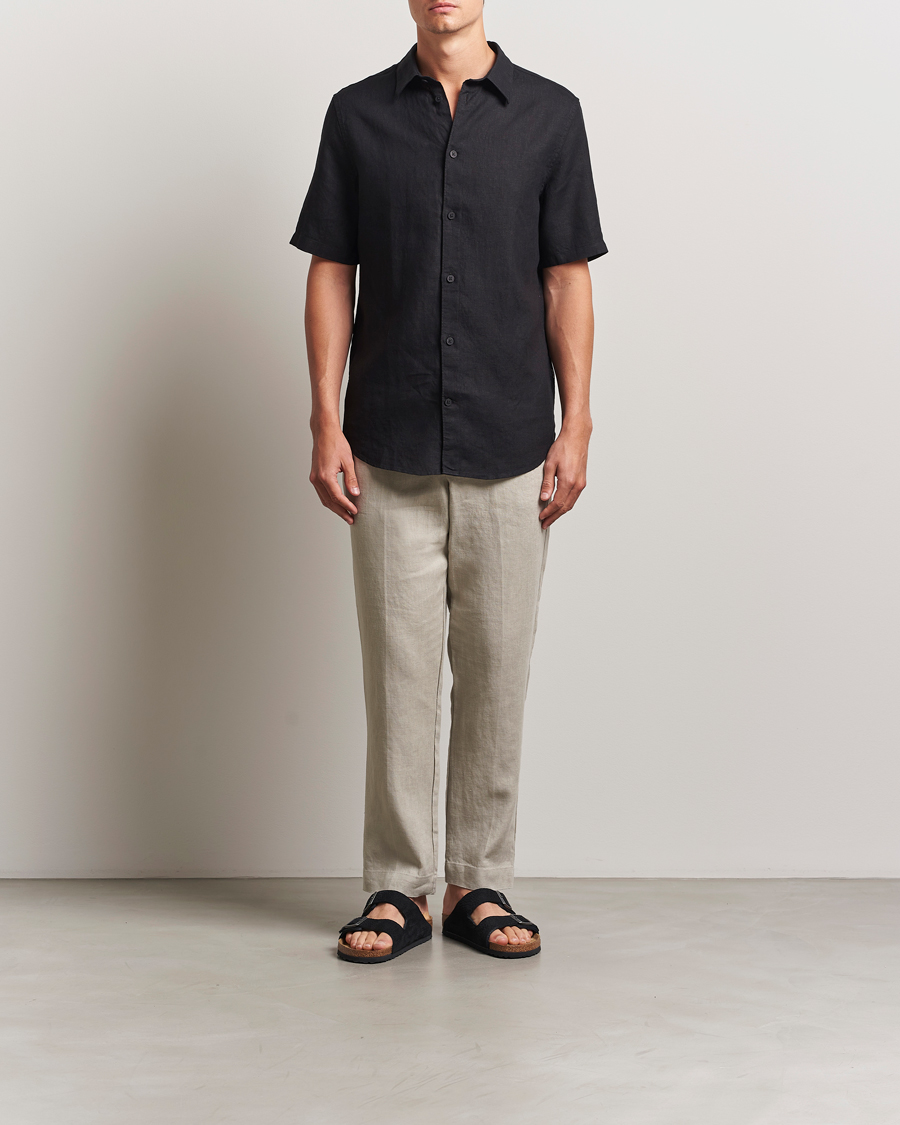 Homme | Chemises | NN07 | Enzo Linen Short Sleeve Shirt Black