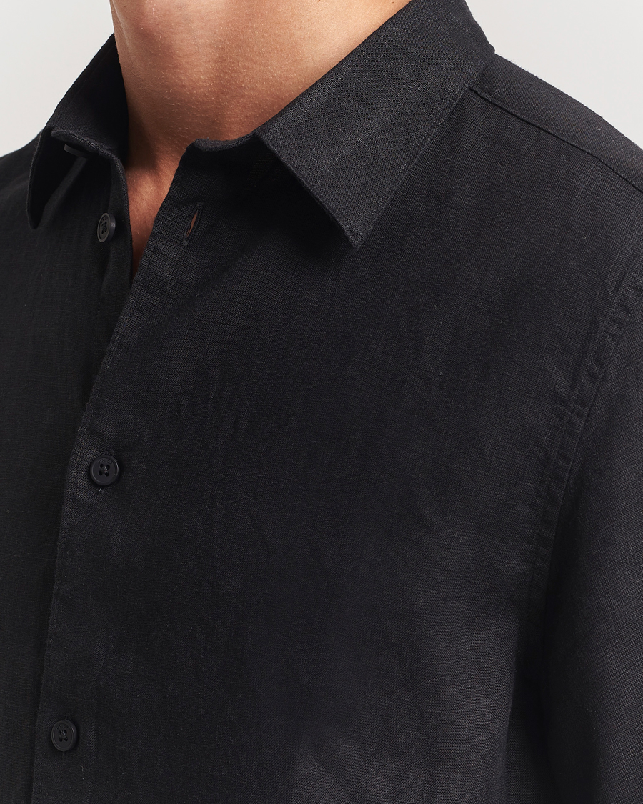 Homme | Chemises | NN07 | Enzo Linen Short Sleeve Shirt Black