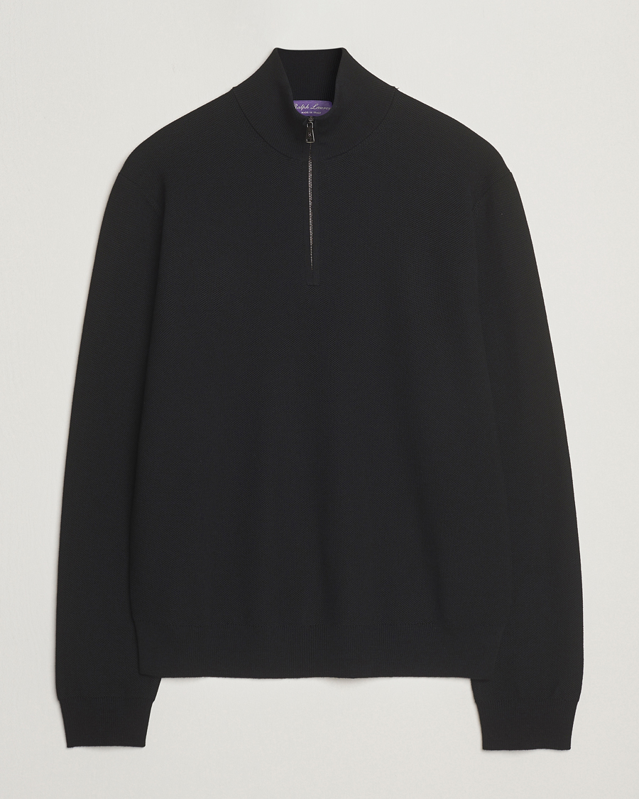 Homme | Pulls Et Tricots | Ralph Lauren Purple Label | Wool Pique Half Zip Polo Black
