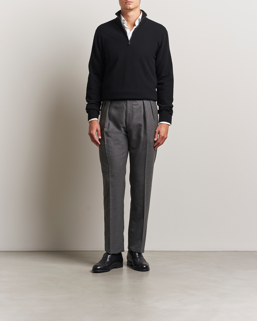 Homme | Pulls Et Tricots | Ralph Lauren Purple Label | Wool Pique Half Zip Polo Black