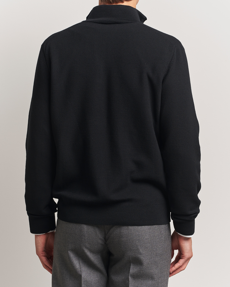 Homme | Pulls Et Tricots | Ralph Lauren Purple Label | Wool Pique Half Zip Polo Black