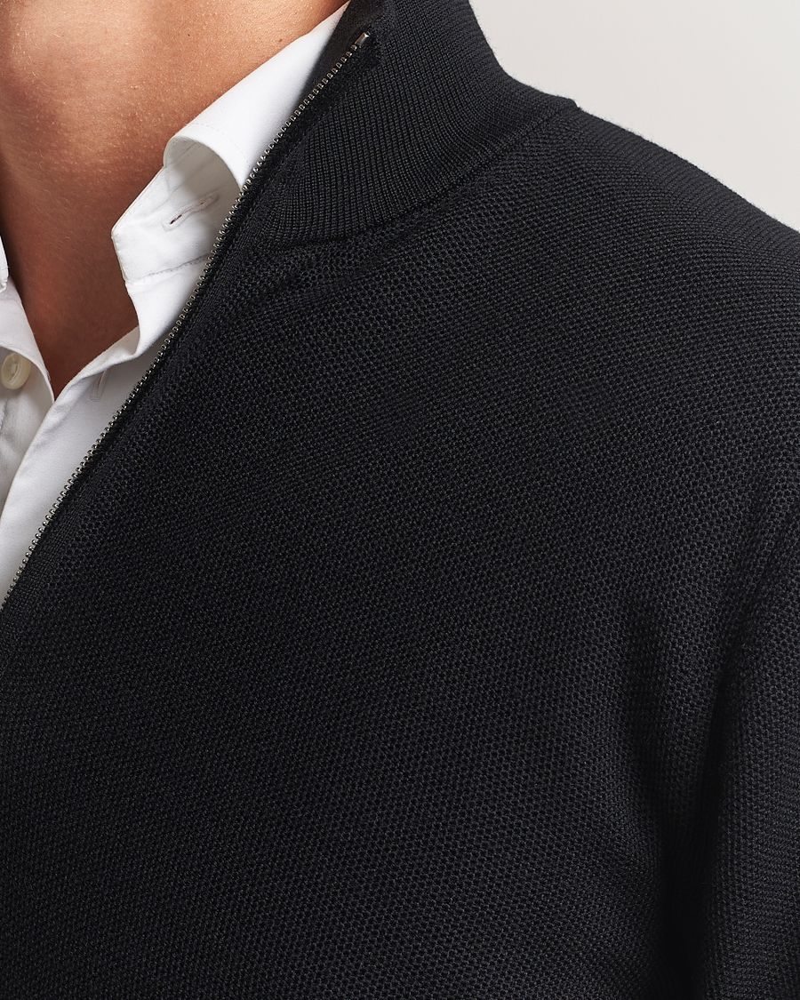 Homme | Pulls Et Tricots | Ralph Lauren Purple Label | Wool Pique Half Zip Polo Black