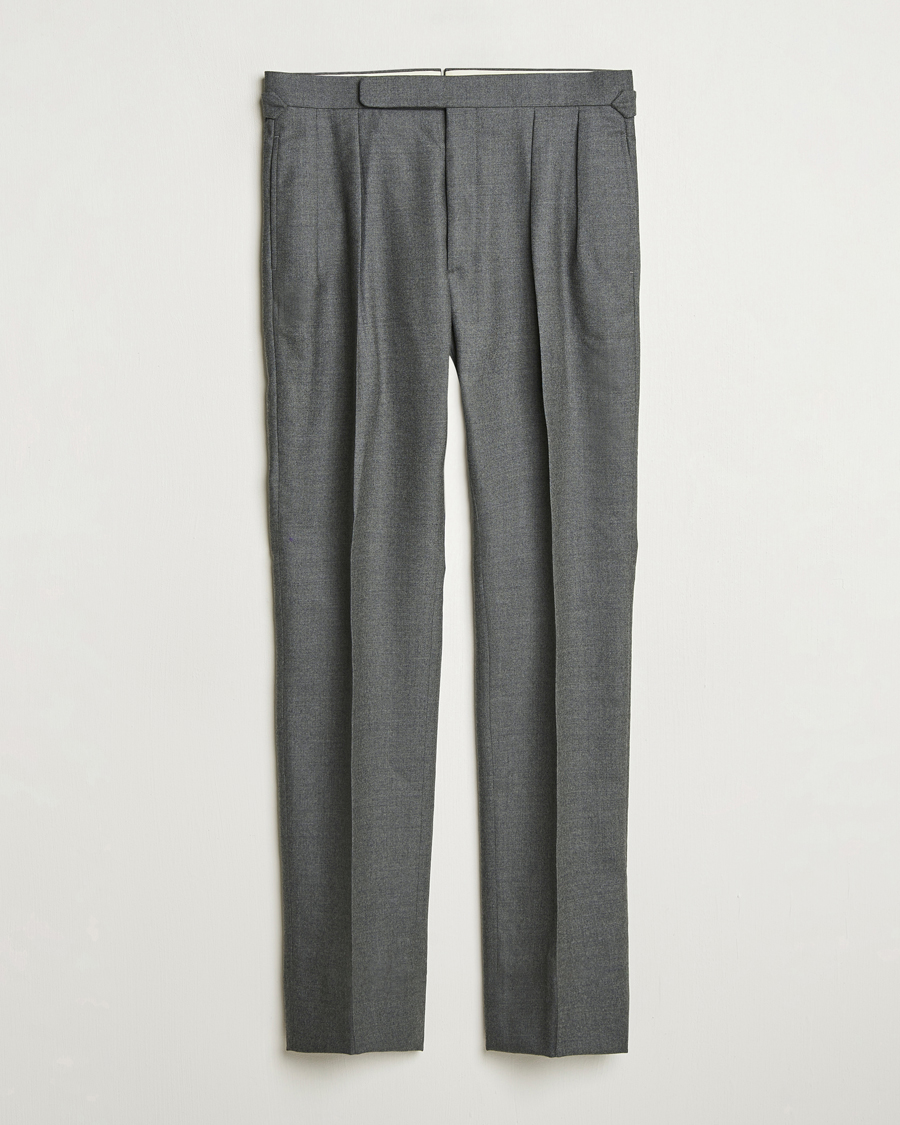Homme | Pantalons | Ralph Lauren Purple Label | Worsted Flannel Trousers Light Grey