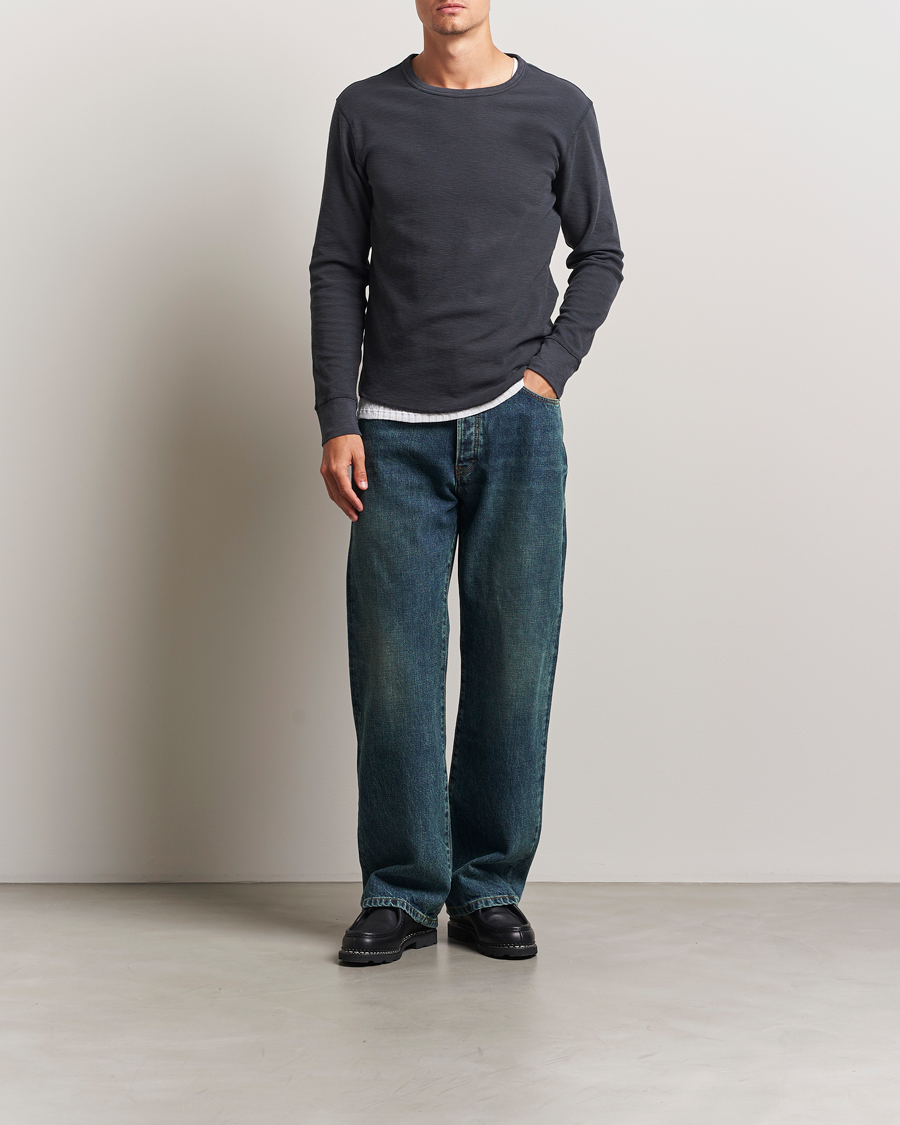 Homme | T-shirts | Sunflower | Long Sleeve Waffle T-Shirt Washed Black