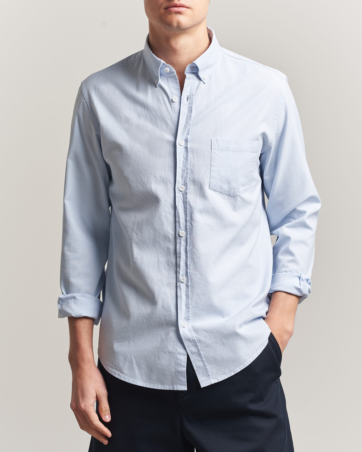 Homme | Chemises | Sunspel | Oxford Button Down Shirt Light Blue
