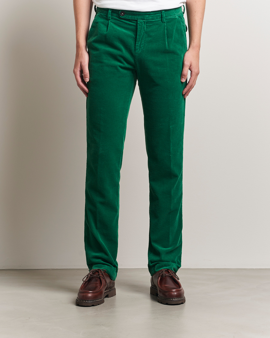 Homme | Pantalons | Massimo Alba | Ionio Pleated Corduroy Pants Green