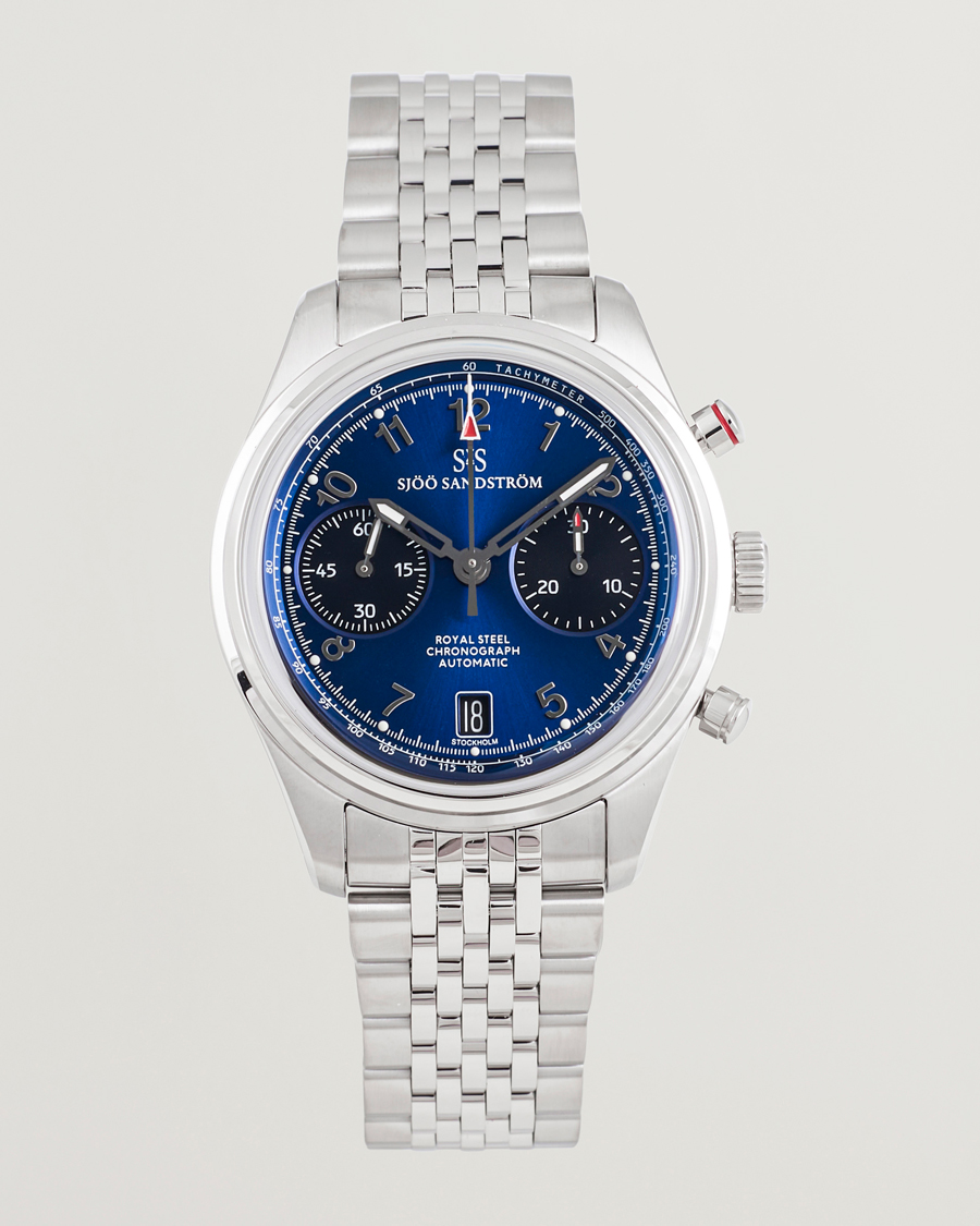 Homme | Sjöö Sandström Royal Steel Chronograph 40mm Blue Dial | Sjöö Sandström | Royal Steel Chronograph 40mm Blue Dial