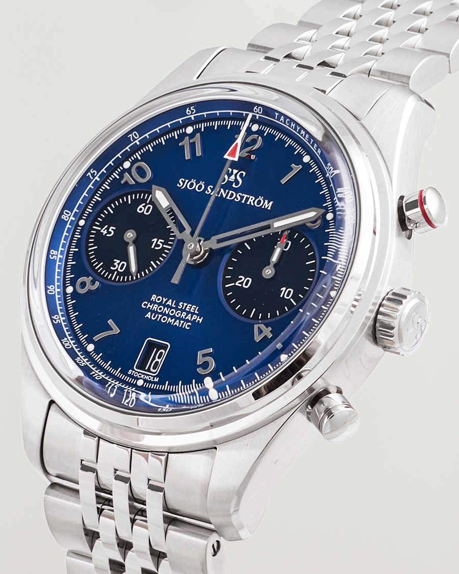 Homme | Sjöö Sandström Royal Steel Chronograph 40mm Blue Dial | Sjöö Sandström | Royal Steel Chronograph 40mm Blue Dial