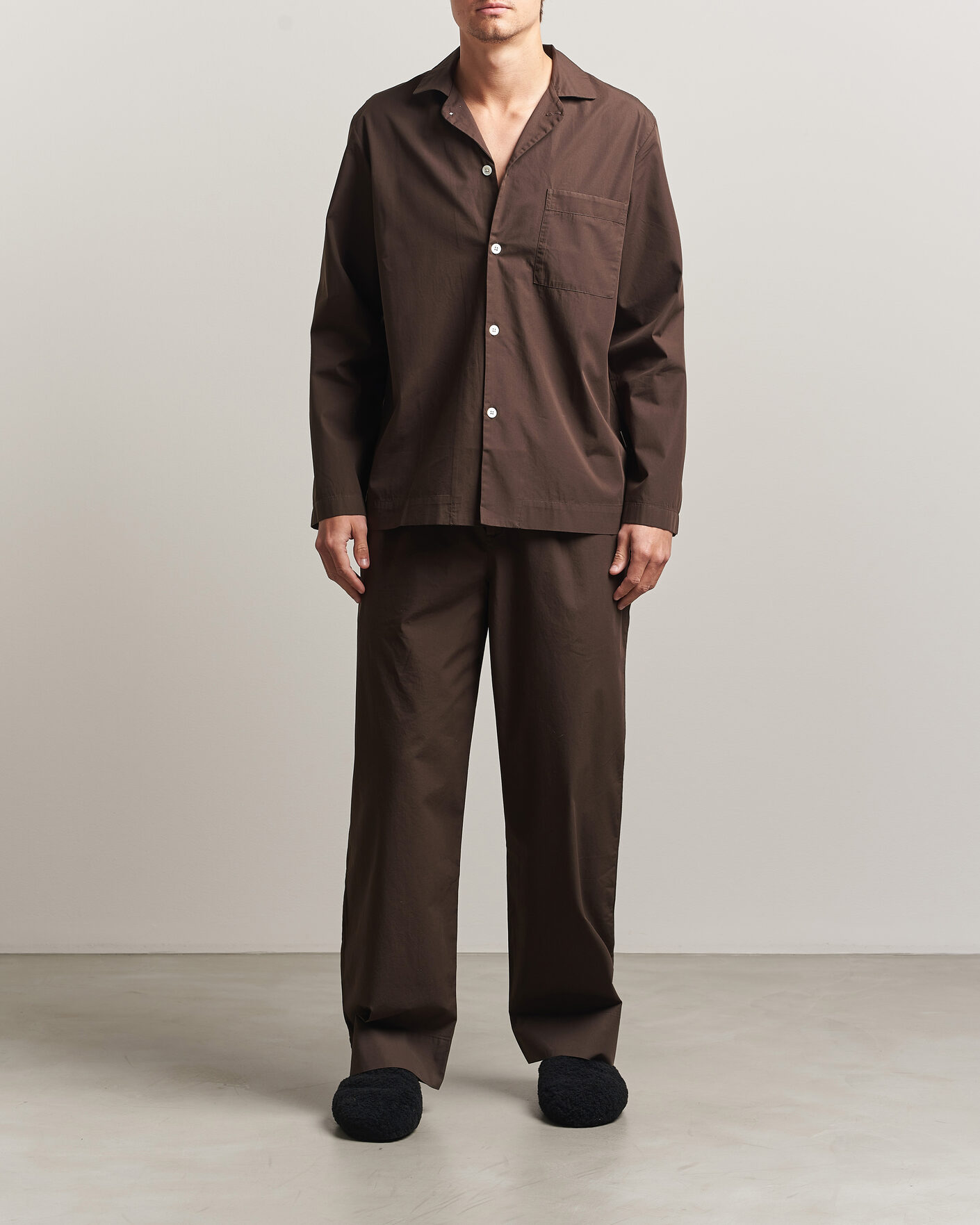 Homme | Peignoirs Et Pyjamas | Tekla | Poplin Pyjama Shirt Coffee