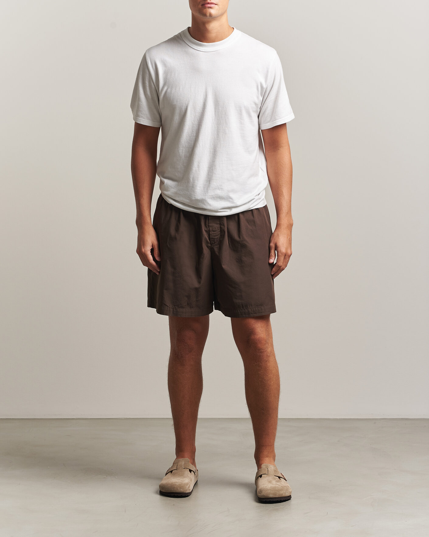 Homme | Peignoirs Et Pyjamas | Tekla | Poplin Pyjama Shorts Coffee