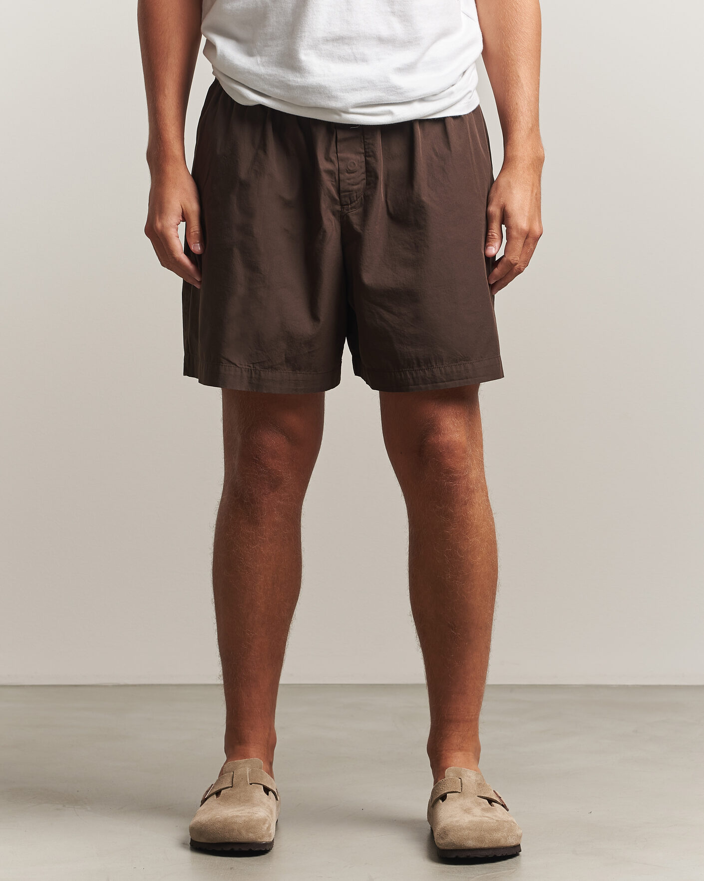 Homme | Peignoirs Et Pyjamas | Tekla | Poplin Pyjama Shorts Coffee