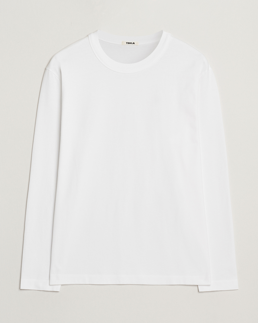 Homme | T-shirts | Tekla | Organic Cotton Long Sleeve T-Shirt White