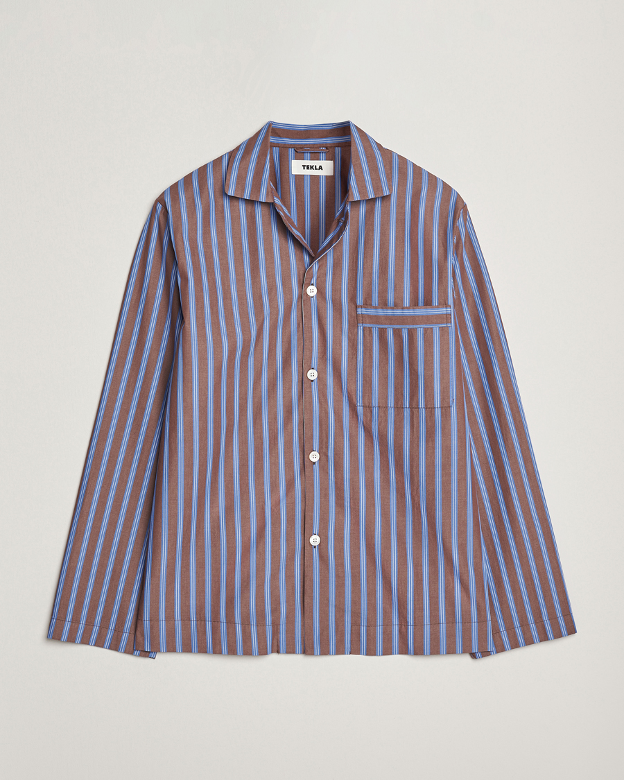 Homme | Peignoirs Et Pyjamas | Tekla | Poplin Pyjama Shirt Chestnut Stripes