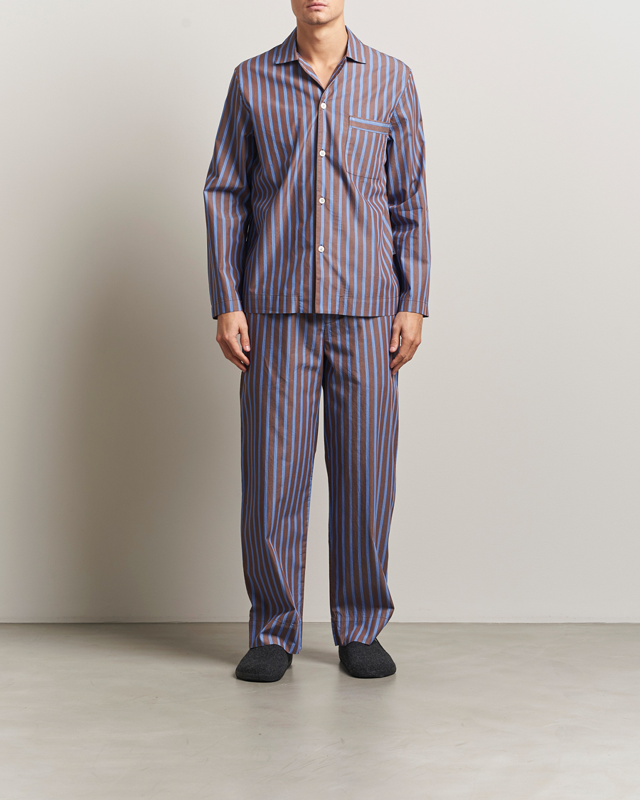 Homme | Peignoirs Et Pyjamas | Tekla | Poplin Pyjama Shirt Chestnut Stripes