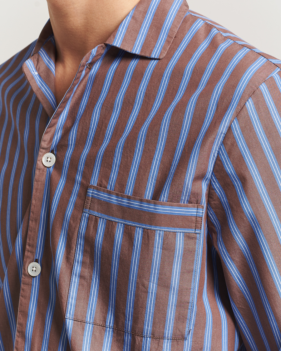 Homme | Peignoirs Et Pyjamas | Tekla | Poplin Pyjama Shirt Chestnut Stripes