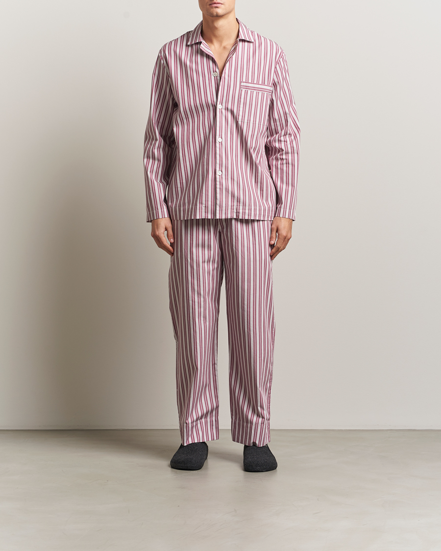 Homme |  | Tekla | Poplin Pyjama Shirt Rhubarb Stripes