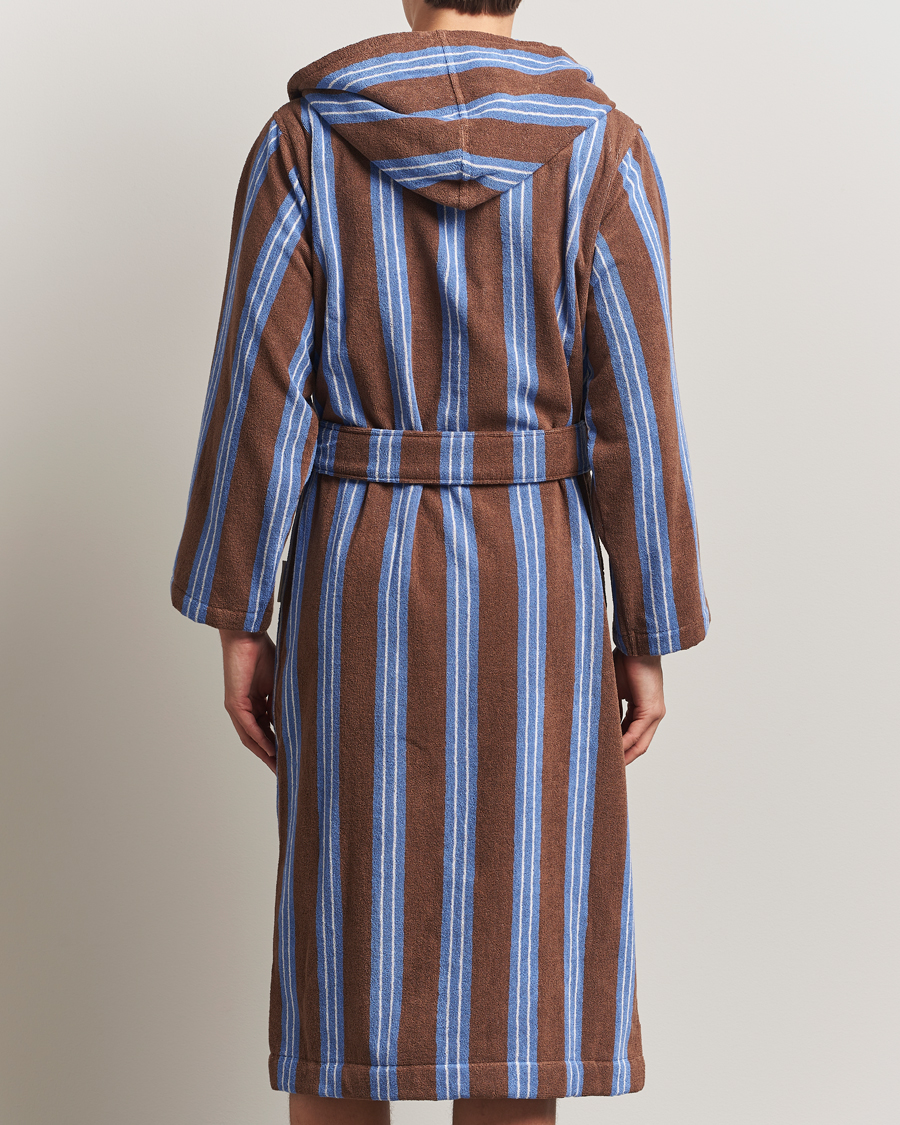 Homme | Peignoirs Et Pyjamas | Tekla | Organic Terry Hooded Bathrobe Chestnut Stripes