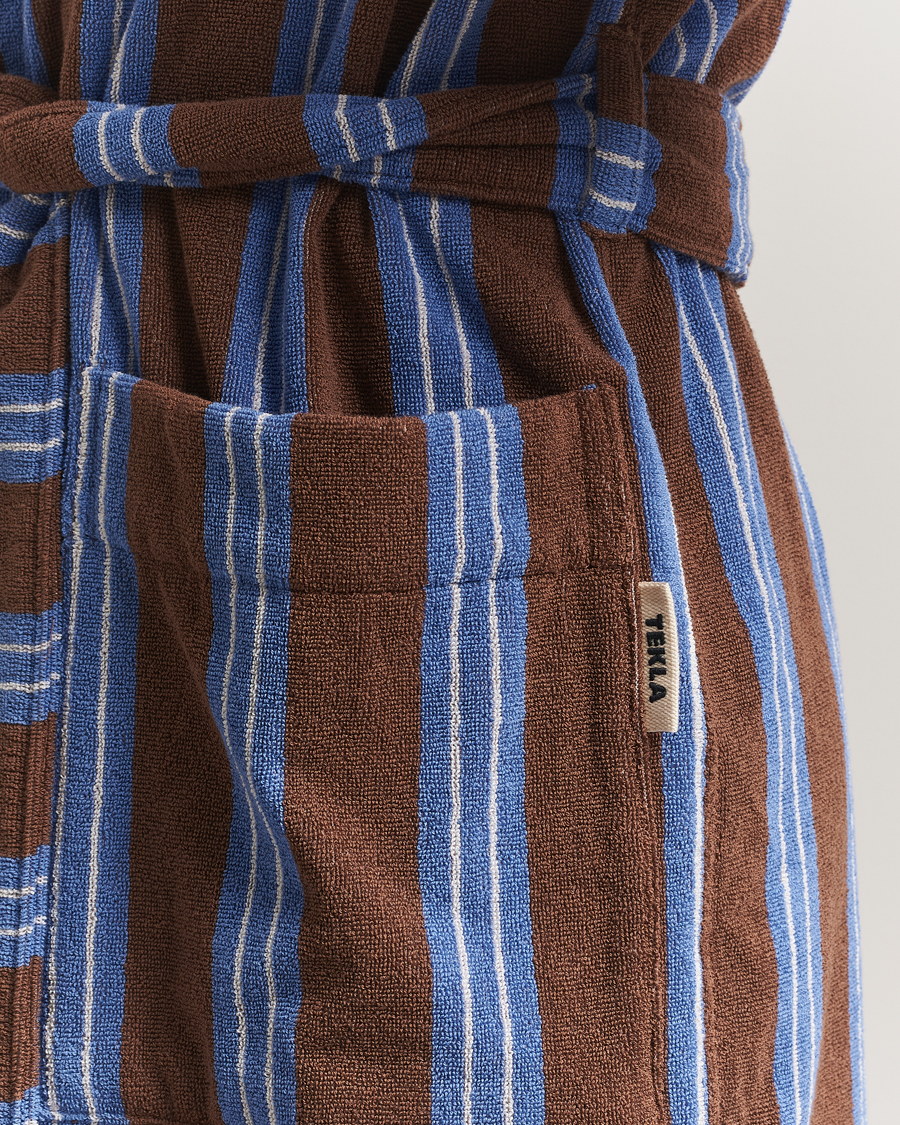 Homme | Peignoirs Et Pyjamas | Tekla | Organic Terry Hooded Bathrobe Chestnut Stripes
