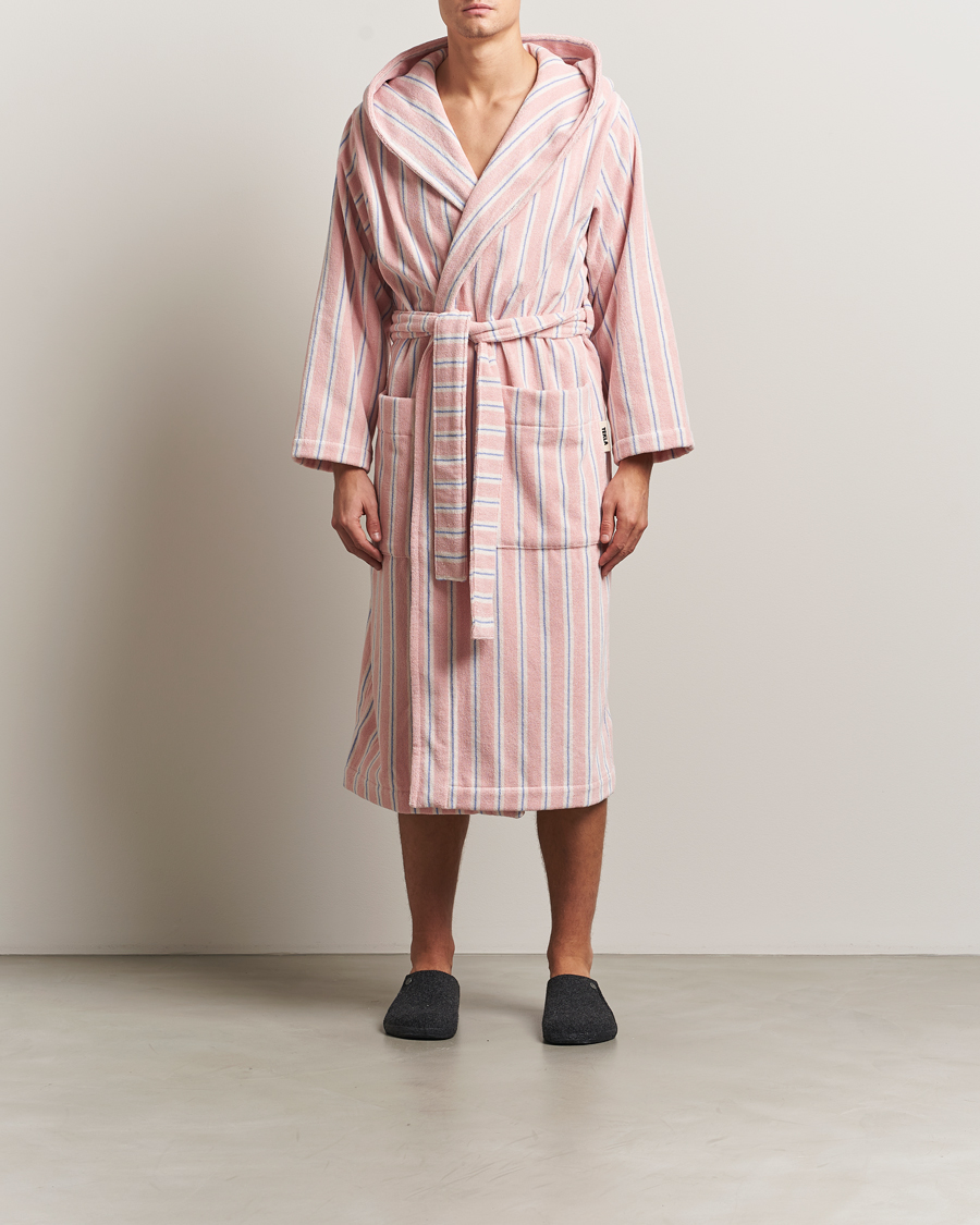 Homme | Peignoirs Et Pyjamas | Tekla | Organic Terry Hooded Bathrobe Candy Stripes