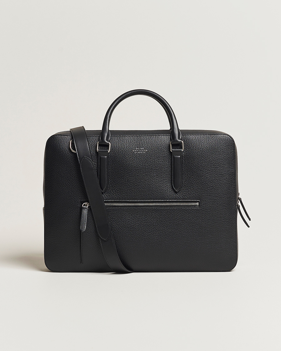 Homme | Sacs | Smythson | Ludlow Slim Briefcase With Zip Front Black