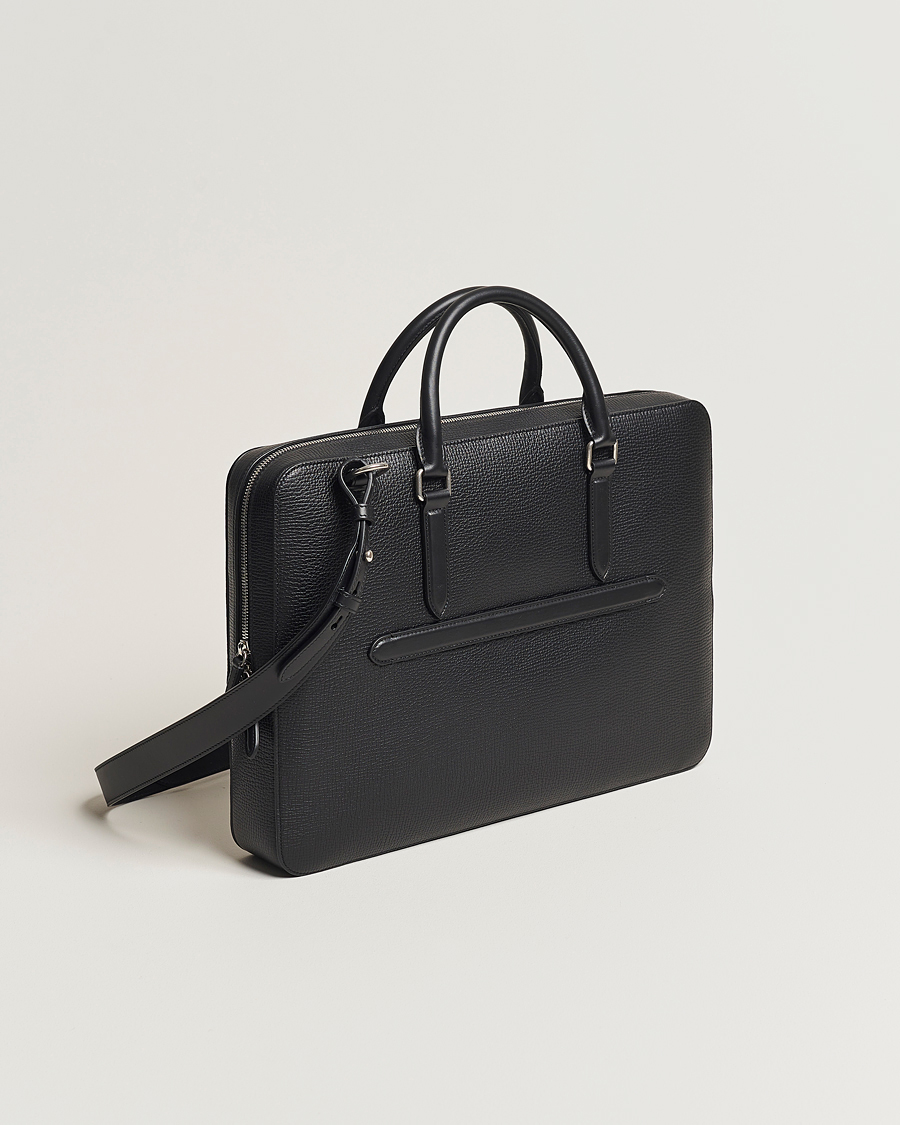 Homme | Smythson Ludlow Slim Briefcase With Zip Front Black | Smythson | Ludlow Slim Briefcase With Zip Front Black