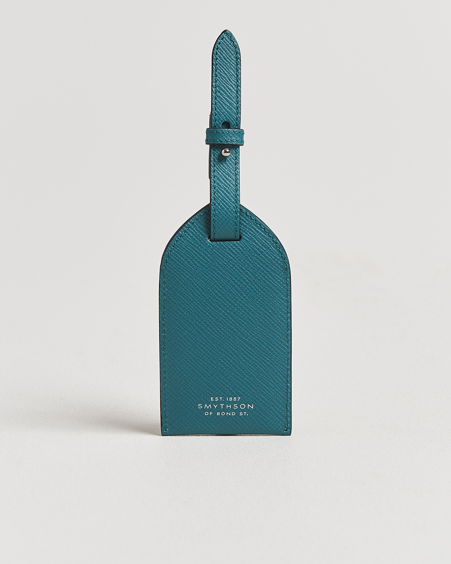 Homme | Pour La Maison | Smythson | Panama Leather Luggage Tag Petrol