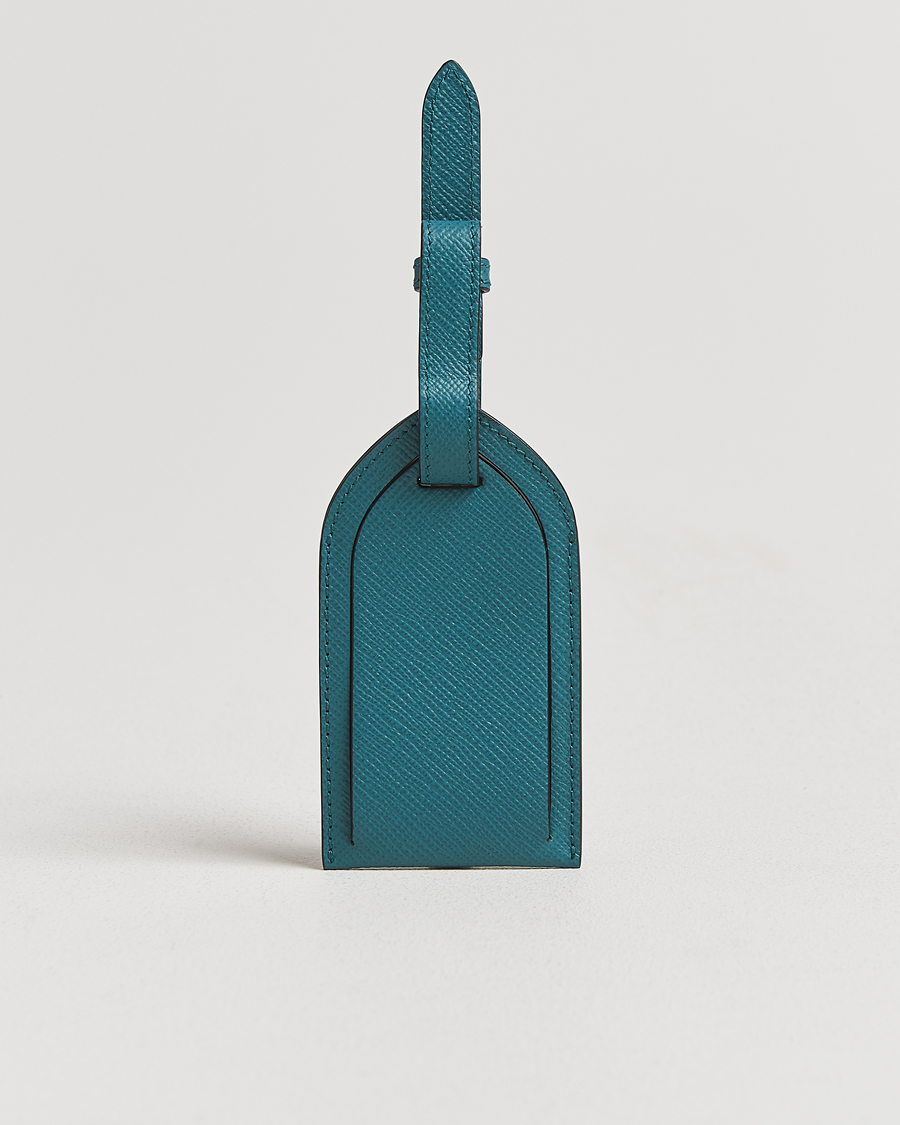 Homme | Pour La Maison | Smythson | Panama Leather Luggage Tag Petrol