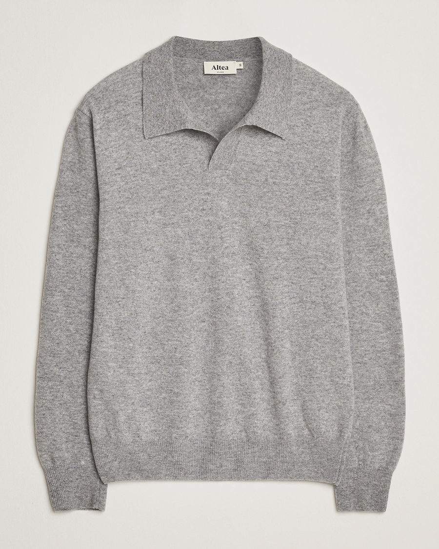 Homme | Pulls Et Tricots | Altea | Knitted Long Sleeve Polo Grey Melange